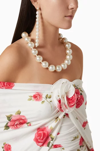 Pearl Necklace in Plated Brass