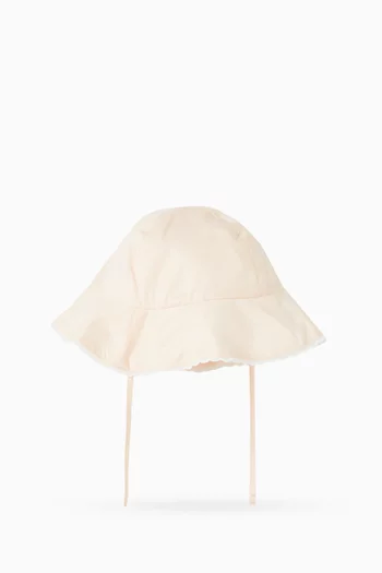 Scallop-trimmed Sun Hat in Cotton