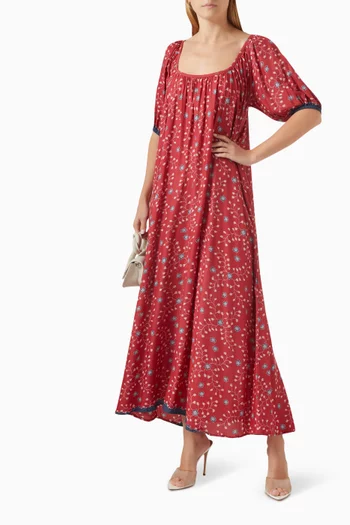 فستان فيفي طويل بنقشة زهور رايون