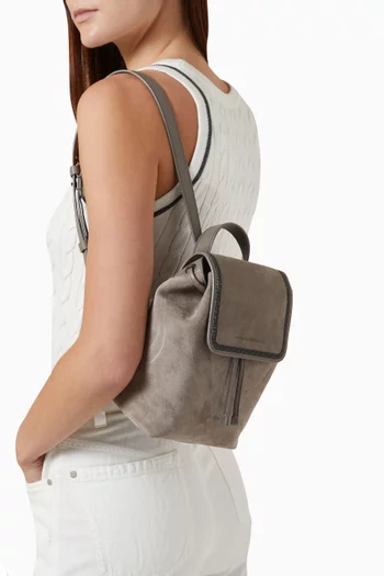 Precious Contour Backpack in Suede