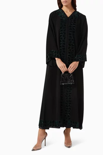 Abstract Thread Embroidered Abaya in Chiffon