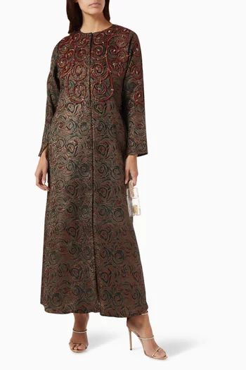 Shimmer Effect Abaya in Textured Jacquard