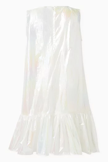Sleeveless Ruffle Dress in Metallic Nylon