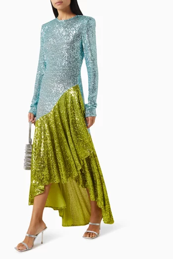 Holy Sequin-embellished Draped Maxi Dress