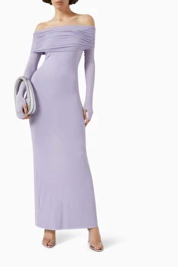 Amara Off-shoulder Maxi Dress in Cashmere-viscose