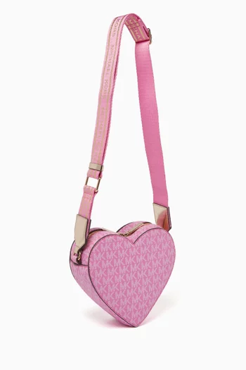 Heart shaped Logo-patch Bag in Faux Leather
