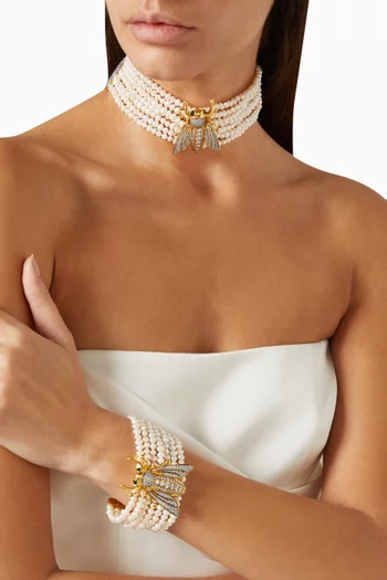 Bee Romanov Pearl Choker in 24kt Gold-plated Bronze