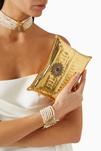 Eye Of The Sun Evening Bag in  24kt Gold-plated Brass