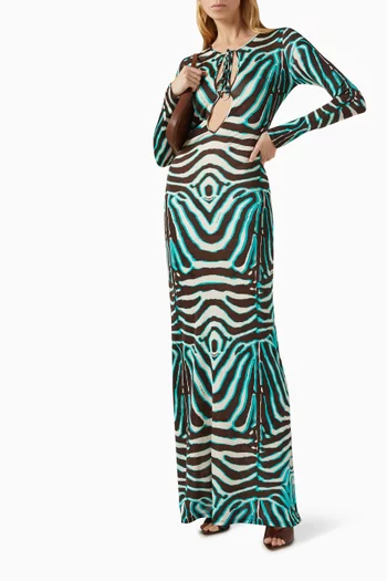 Magy Tie-front Maxi Dress in Rayon