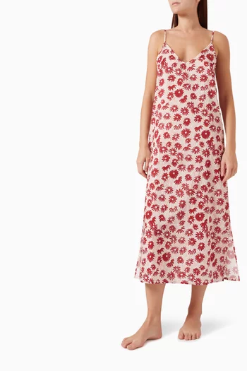 Chamomille-print Slip Night Dress in Organic-cotton
