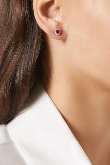 Mini Diana Ruby & Diamond Earrings in 18kt White Gold