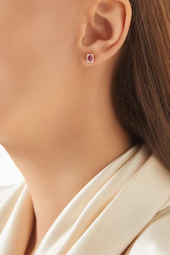 Mini Diana Ruby & Diamond Earrings in 18kt Rose Gold