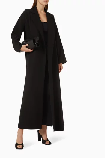 Notched Collar Abaya in Polycrepe