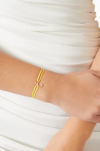 Diamond Arabic Initial Thread Bracelet - Letter "3em" in 18kt Yellow Gold