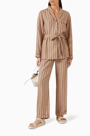 Striped Pyjama-style Set in Linen