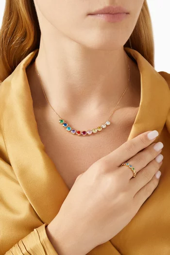 Rainbow Smile Round-cut Necklace in 18kt Gold