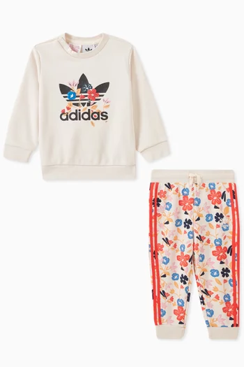 Floral Sweatshirt & Pants Set in Cotton-blend