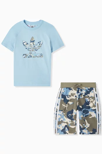 Camo T-shirt & Shorts Set in Cotton
