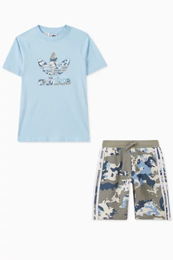 Camo T-shirt & Shorts Set in Cotton