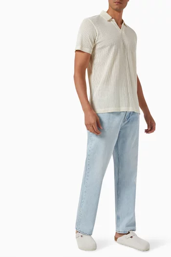 Polo Shirt in Linear Cotton-mesh