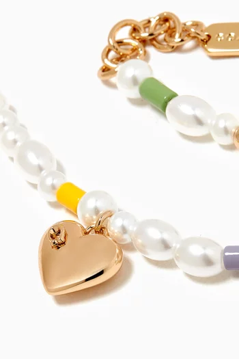 Pearl Heart Choker Necklace in Gold-plated Brass
