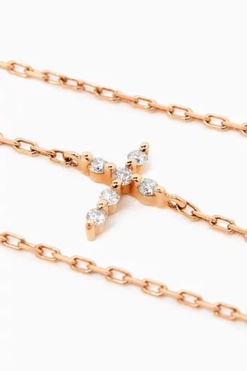 Cross Diamond Chain Bracelet in 18kt Rose Gold