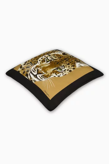 Small Leopard-print Cushion in Canvas