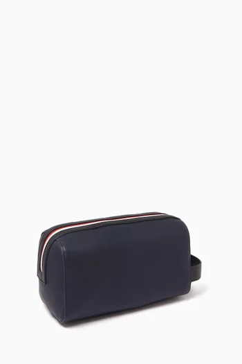 Essential Contrast Trim Washbag in Faux-leather