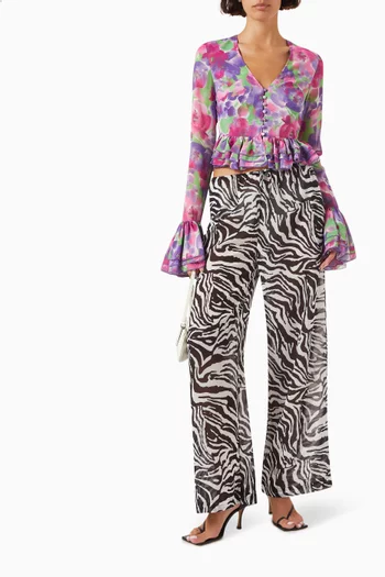 Printed Straight-leg Pants in Recycled Polyester