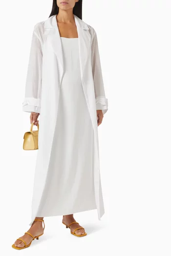 Maxi Wrap Trench Dress in Cotton-silk Blend