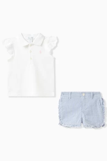 Polo Shirt and Shorts Set in Cotton Blend