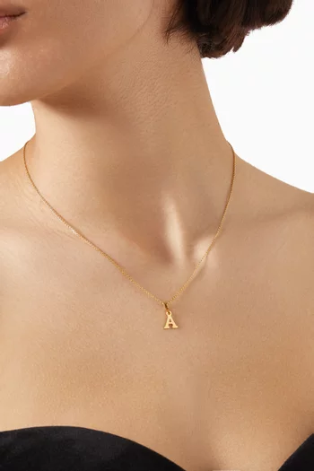 Letter 'A' Initials Pendant Necklace in 18kt Gold-plated Sterling Silver