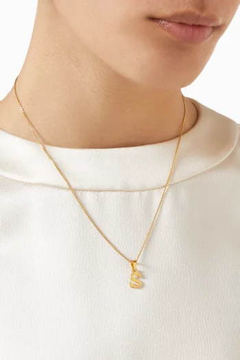 Letter 'S' Initials Pendant Necklace in 18kt Gold-plated Sterling Silver