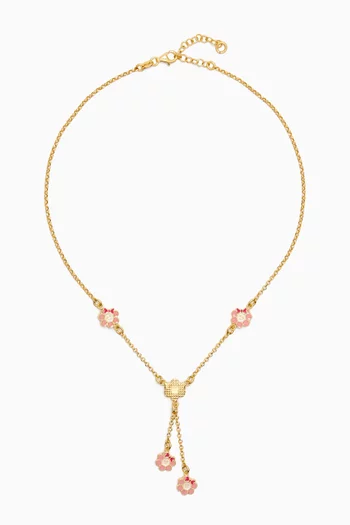 Little Princess Flower Lariat Necklace in 18kt Gold-plated Silver