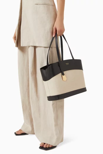Charming Tote Bag in Leather & Canvas