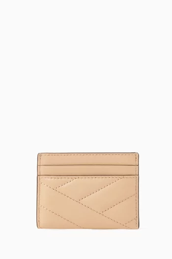 Kira Chevron Card Case in Quilted Leather