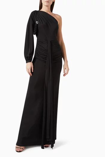 Draped One Shoulder Gown in Jersey