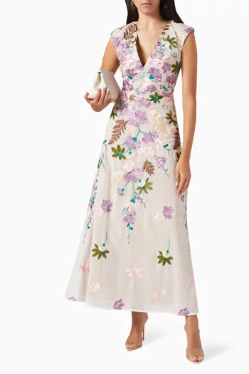 فستان فينيشن طويل بنقشة زهور