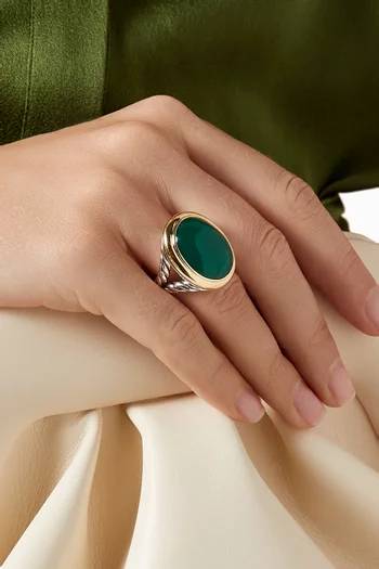 Albion® Green Onyx Oval Ring in 18kt Gold & Sterling Silver