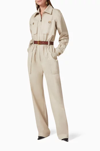 Belted Jumpsuit in Cotton Twill