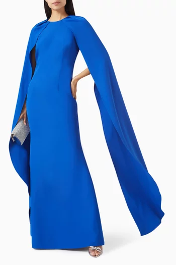 Cape-sleeve Maxi Dress