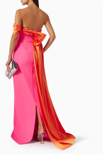Two-tone Strapless Maxi Dress