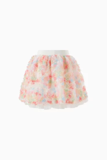 Snowdrop Blossom-applique Skirt in Tulle