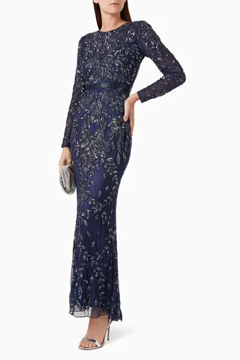 All-over embellished Gown in Mesh