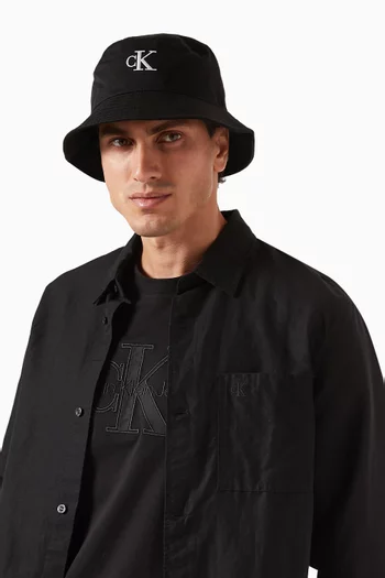Monogram Embroidered Bucket Hat in Recycled Polyester