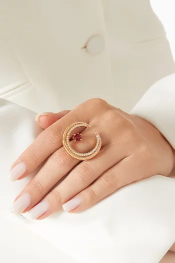 Colours Of Love Hilal Crescent Ruby & Diamond Ring in in 18kt Rose Gold