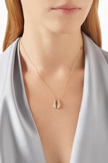 My African Diamonds Cowrie Shell Necklace in 18kt Gold