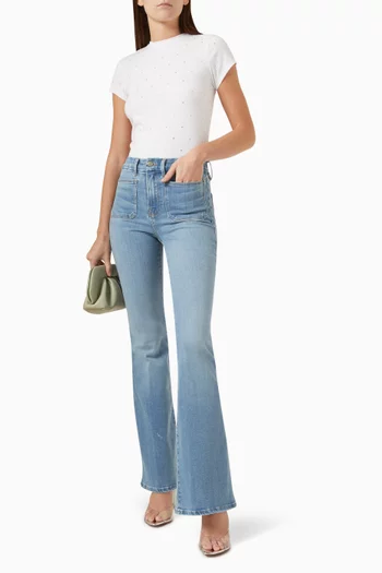 Good Legs Flare Patch Pocket Jeans in Cotton-denim