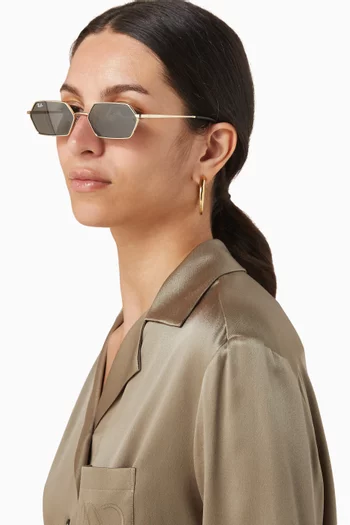 Hexagonal Frame Sunglasses in Metal