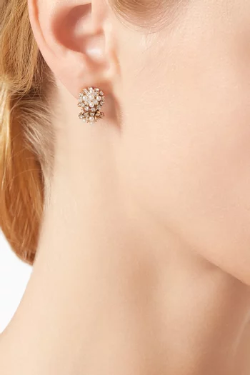 Pearl & Crystal Beaded Huggie Earrings in Gold Vermeil